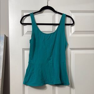 Express Green Fitted Peplum Tank Top